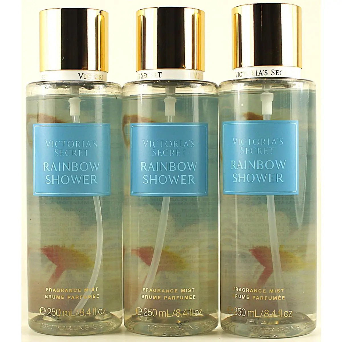 Qty 3 - Victroia`s Secret Rainbow Shower Fragrance Body Mist Spray 8.4Oz