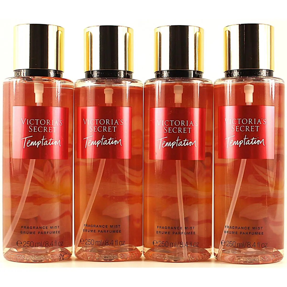 Qty 4 - Victroia`s Secret Temptation Fragrance Body Mist Spray 8.4Oz