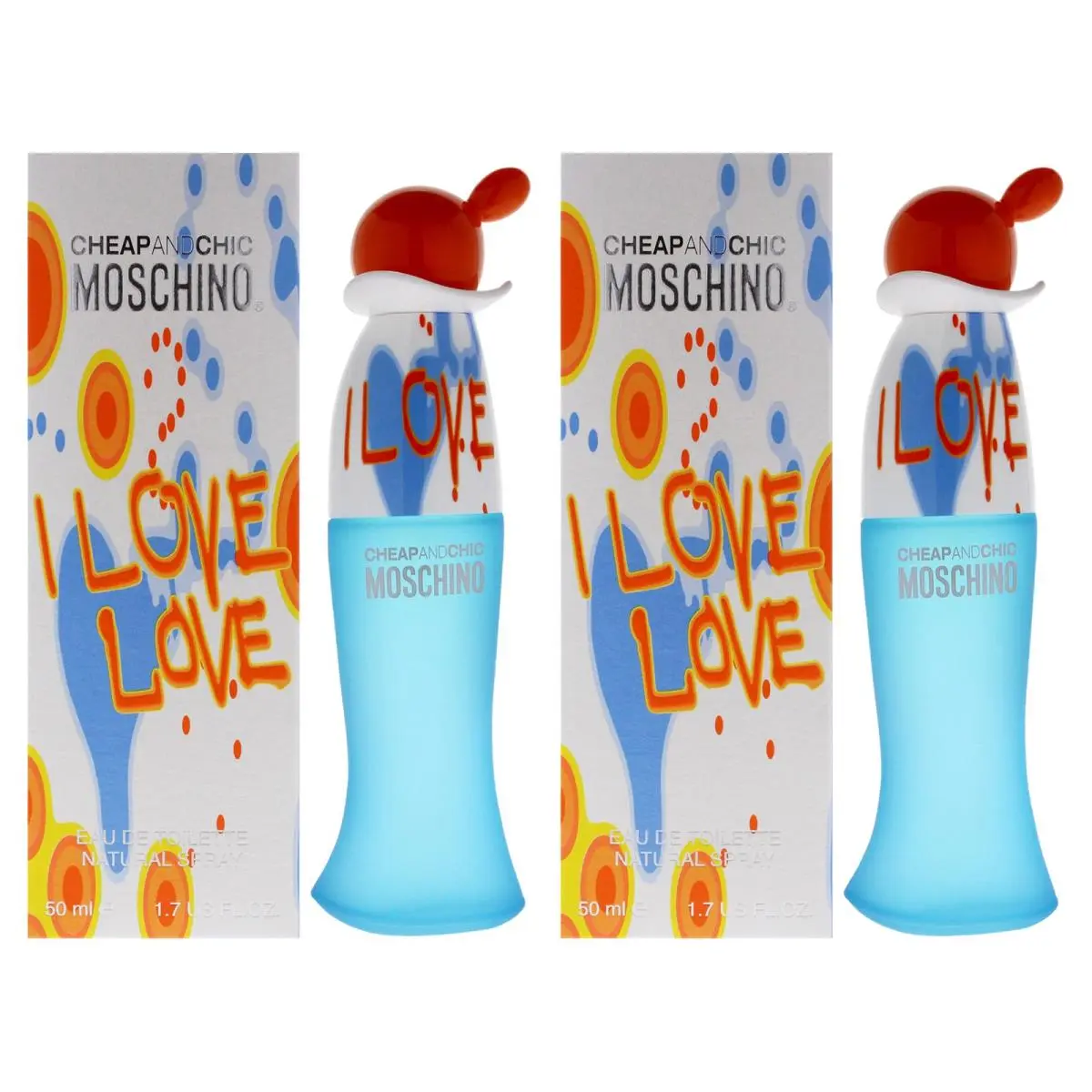 I Love Love and Chic by Moschino For Women - 1.7 oz Edt Spray - Pack of 2