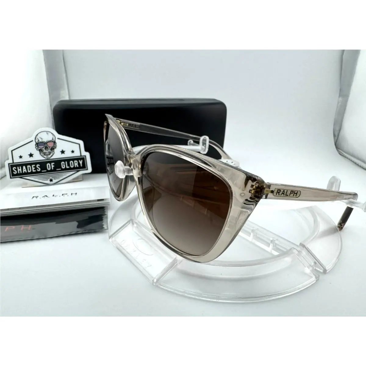 Ralph Lauren RA5274 580213 Shiny Transparent Brown Gradient Butterfly Sunglasses