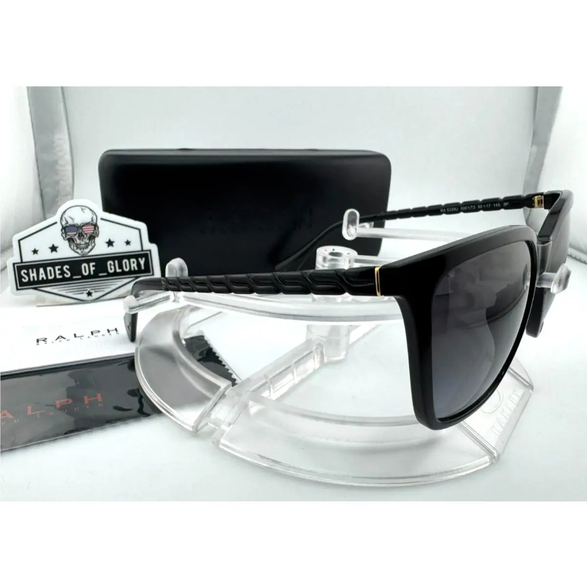 Ralph Lauren RA5328U 5001T3 Shiny Black Grey Gradient Polarized Sunglasses