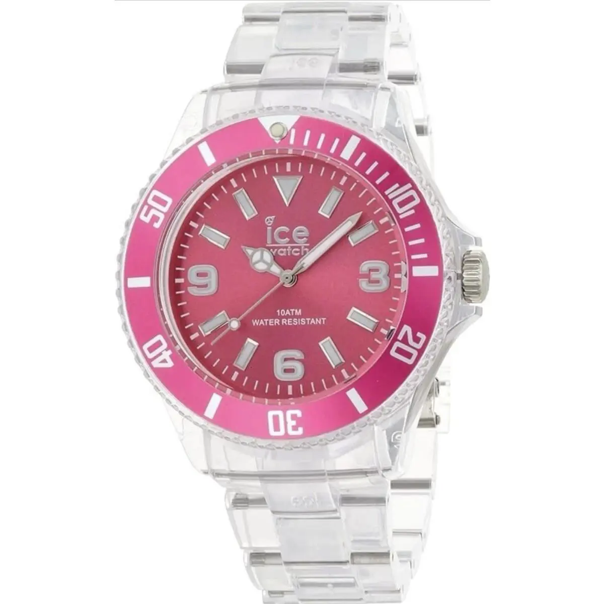 Ice PUPKBP12 Men`s Ice-pure Big Pink Dial Clear Plastic Bracelet Watch