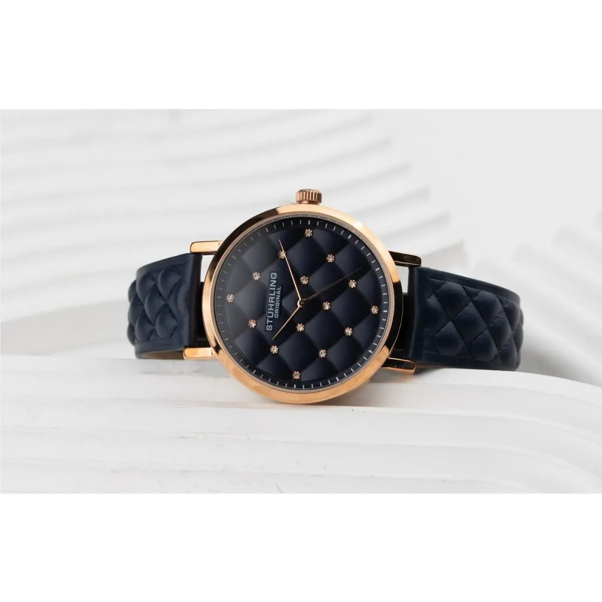 Stührling Audrey Blue 3945 Quartz 38mm Women`s RG Plated - 1391B