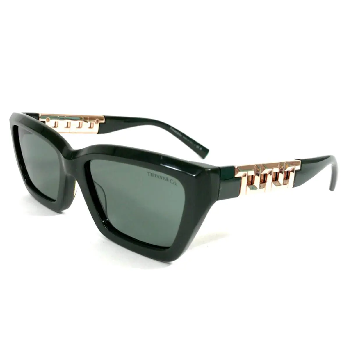 Tiffany Co. Sunglasses TF4213 8398/82 Olive Green Gold Frames w/ Green Lenses