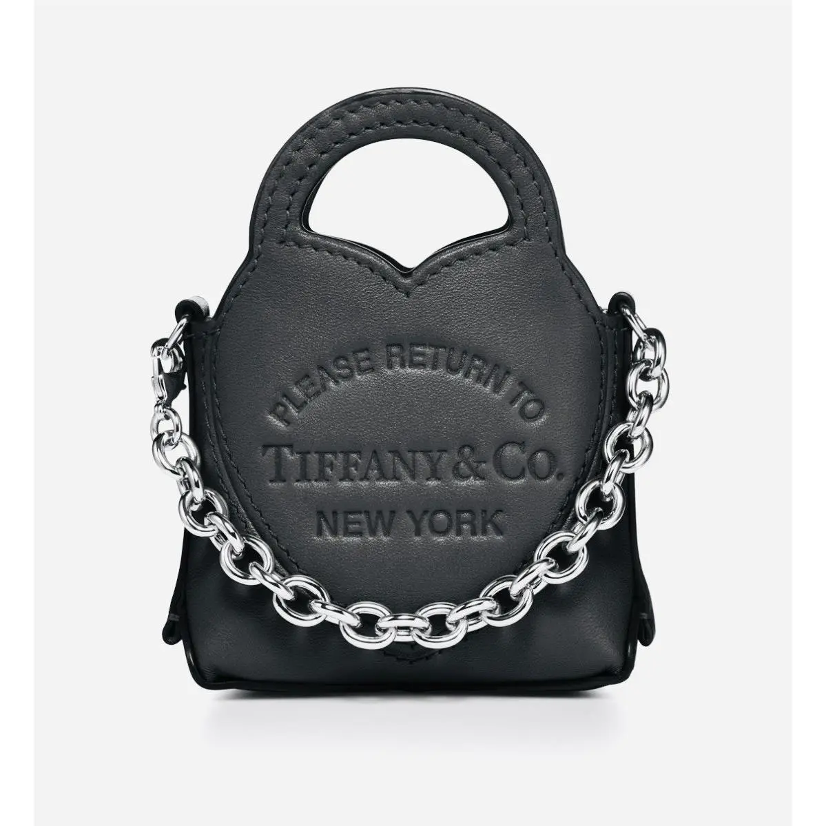 Tiffany Co Please Return To Tiffany Black Leather Heart Nano Micro Bag. B/new by Tiffany & Co.
