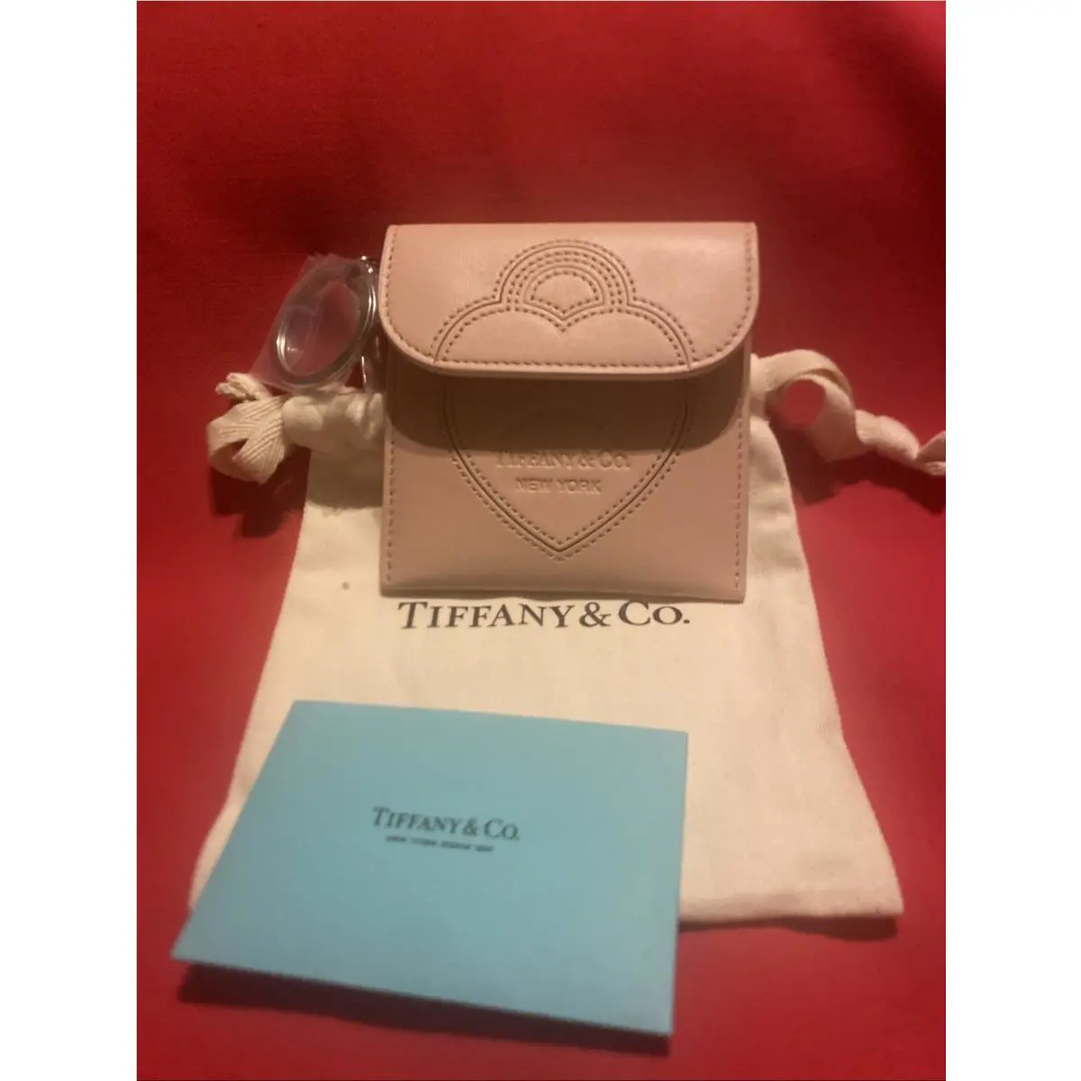 Tiffany Co Blush Leather Silver Charm Coin Purse Wallet Return To Tiffany