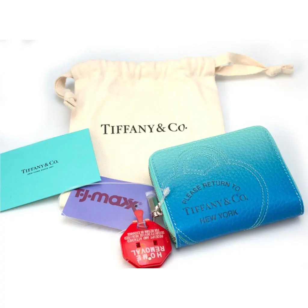 Tiffany Co. Please Return To Tiffany Ombre Blue Leather Wallet