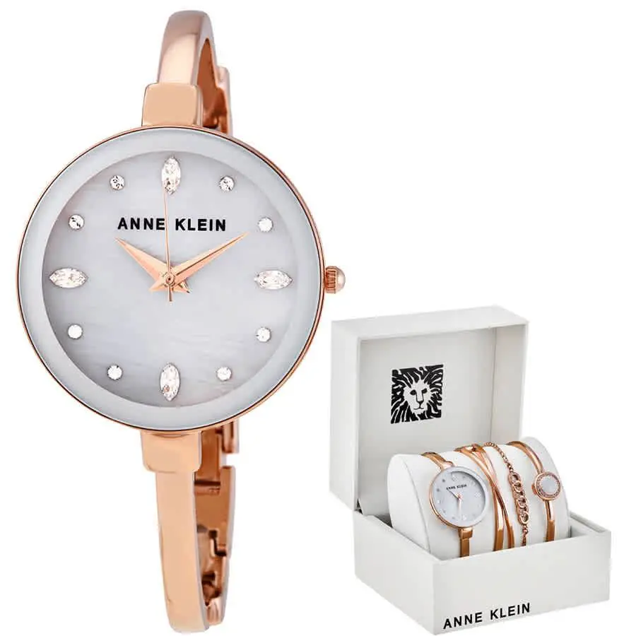 ANK-3402LGST Anne Klein Crystal Dial Ladies Watch Set