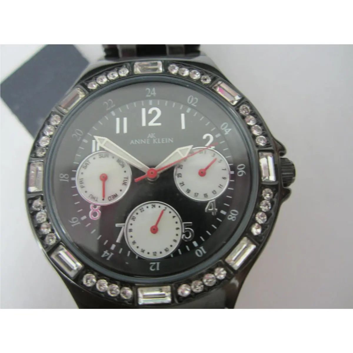 Anne Klein Women`s Watch Chrono Date Day All S/s Black 10/8377 Bkbk