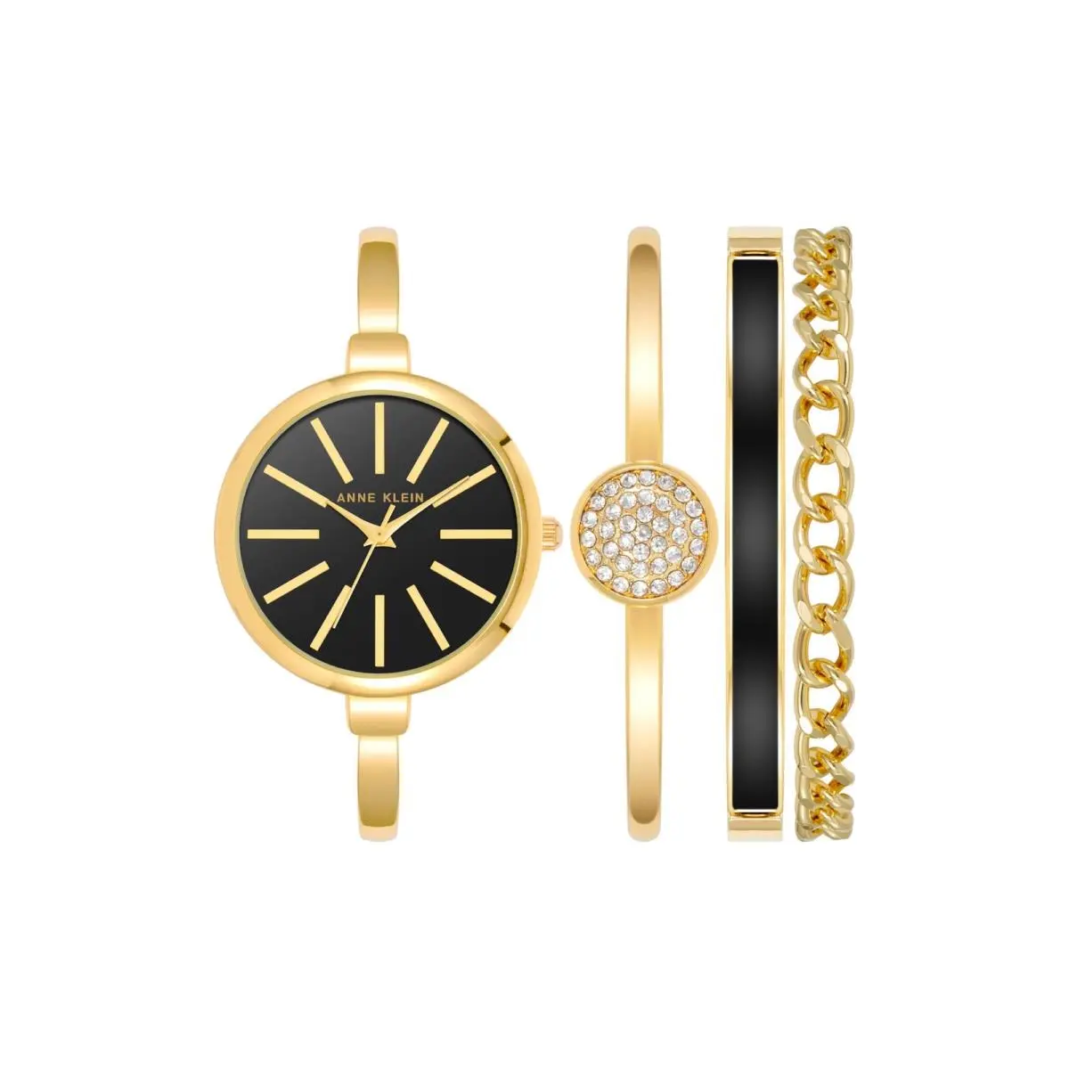 Anne Klein Women`s Bangle Watch and Bracelet Set AK/1470 One Size Gold/black