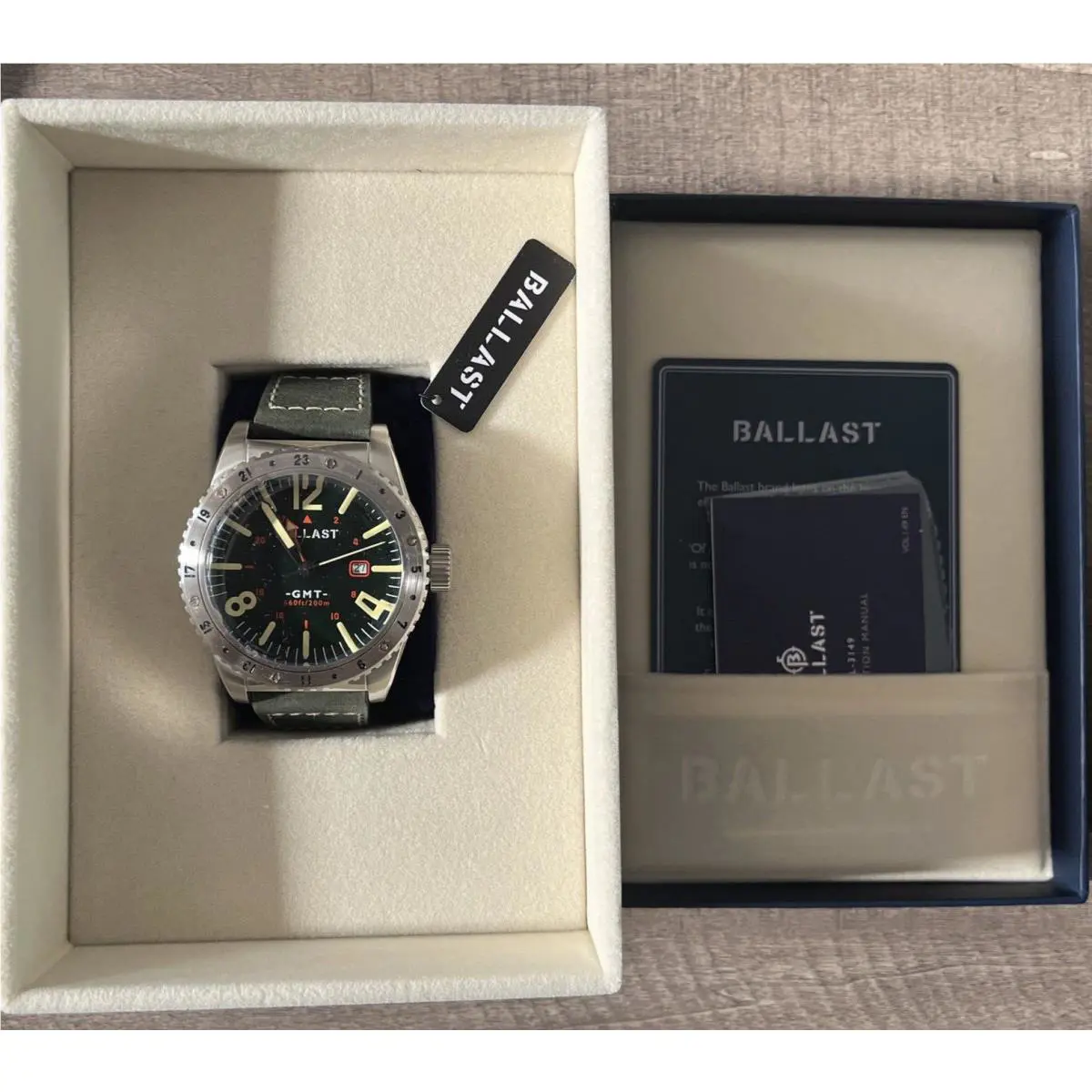 Men’s Ballast Watch Amphion BL-3149 Green 48mm Quartz Leather Strap Quartz