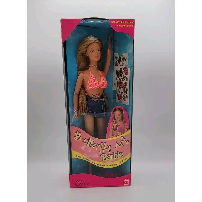 Mattel Butterfly Art Barbie Fashion Doll Blonde Hair Blue Eyes 1998 Box