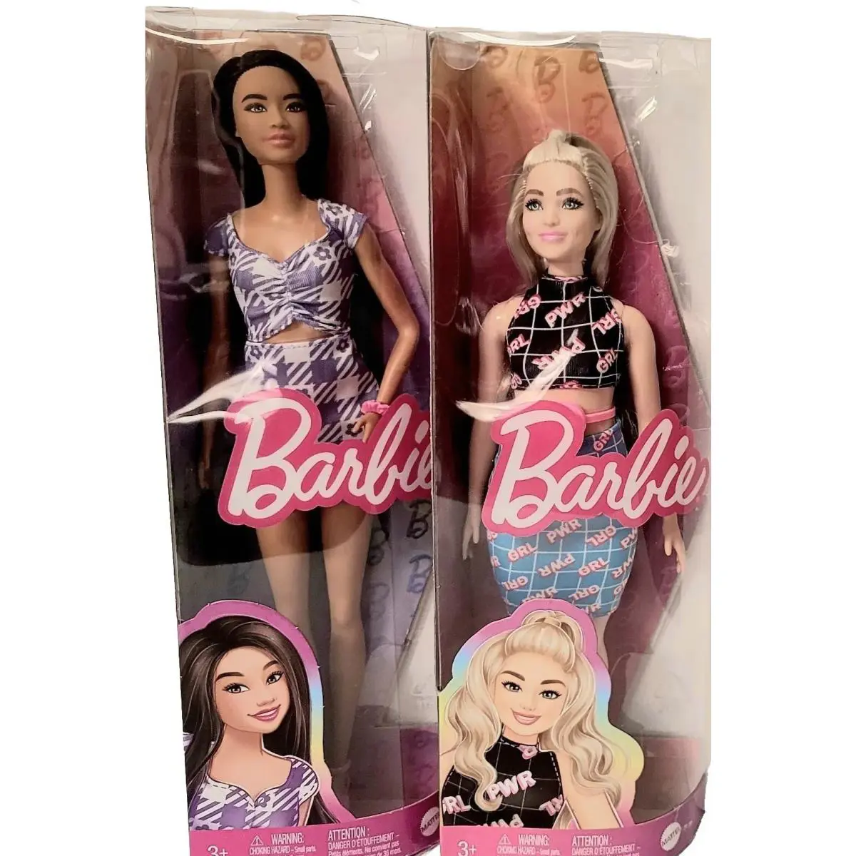 Barbie Fashionistas Dollstall Curvy Blonde Dimples Asian Girl Power Set 2