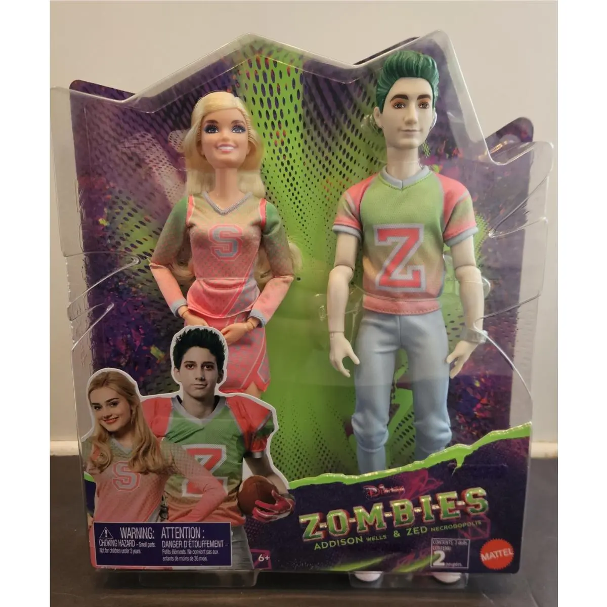 Disney Zombies 2-Pack Addison Cheerleader and Zed Football Player 12 Doll HFJ66