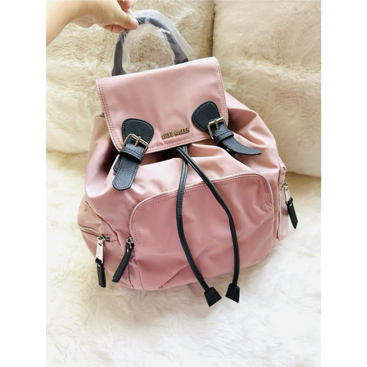 Steve Madden Bsolly Backpack Adjustable Straps Blush Pink