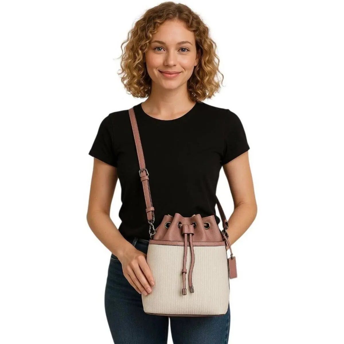 Steve Madden Crossbody Shoulder Bag Pink Bmayor Raffia Handbag Tote Women`s