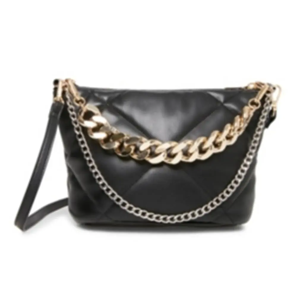 Steve Madden Dumbo Crossbody Quilted Bag Black Silver and Gold