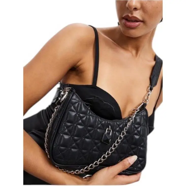 Steve Madden Bvital-g Quilted Crossbody Bag Black Vegan Retail