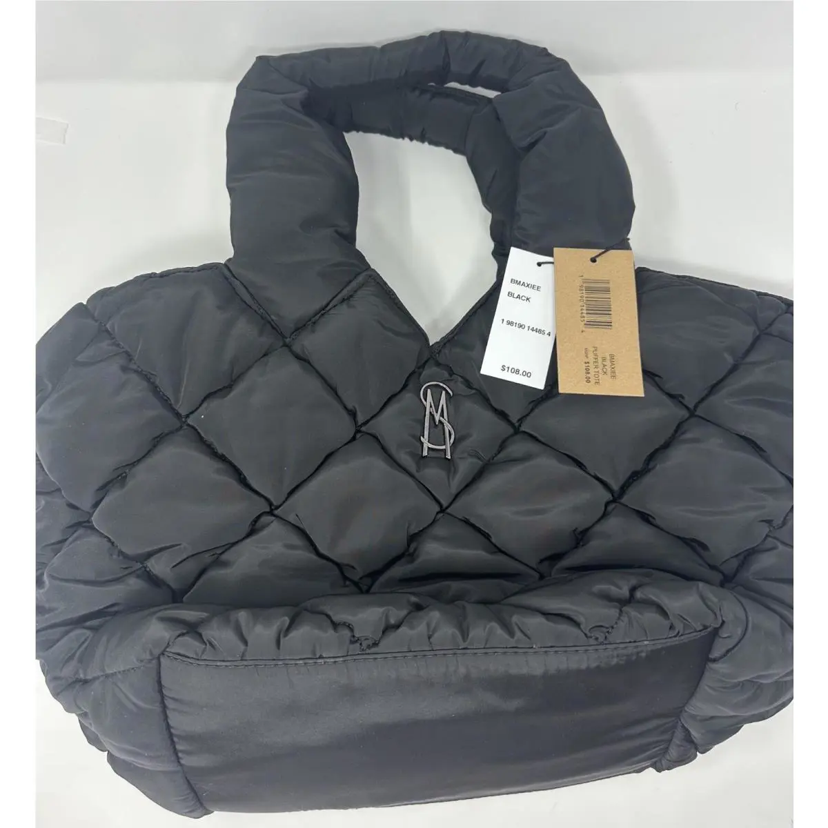 Steve Madden Tote Bag Womens Large Black Soft Quilted Puffer Shoulder Purse