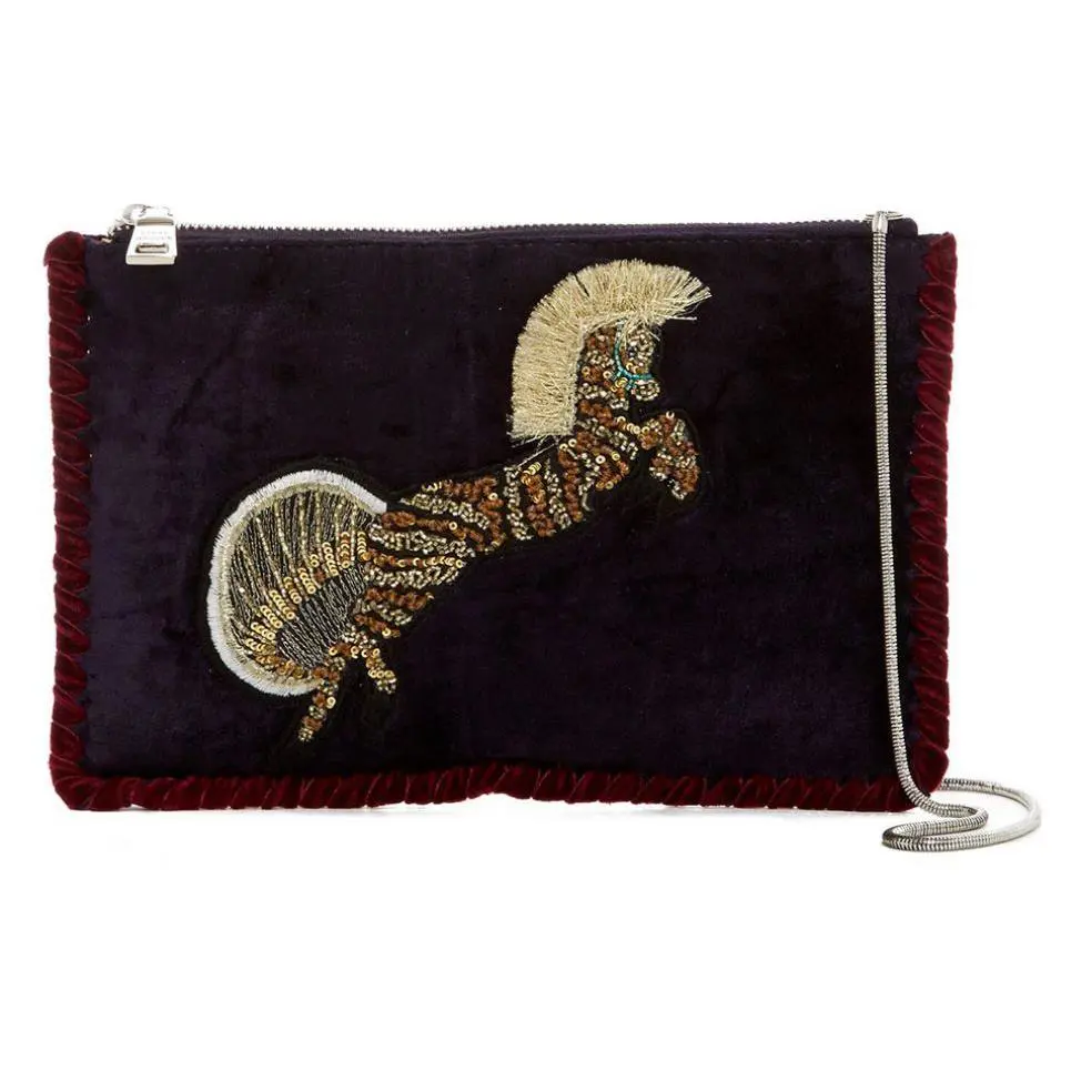 Purple Pegasus Crossbody Shoulder Bag Sequins Zip Closure by Steve Madden