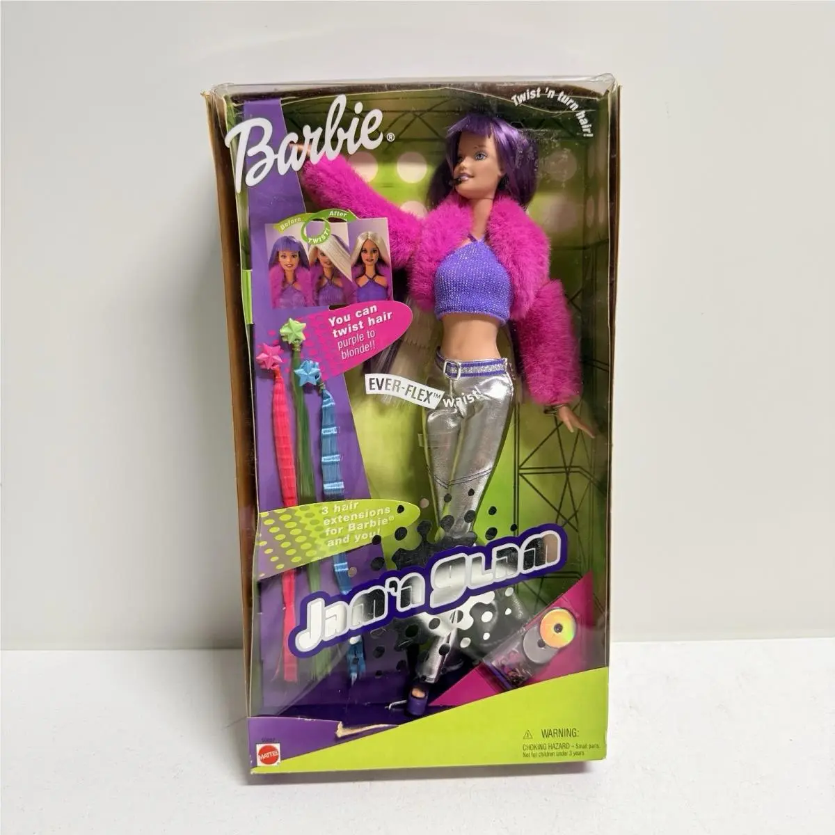 2001 Jam `N Glam Barbie Doll W/ever-flex Waist Hair Extensions Mattel 50257