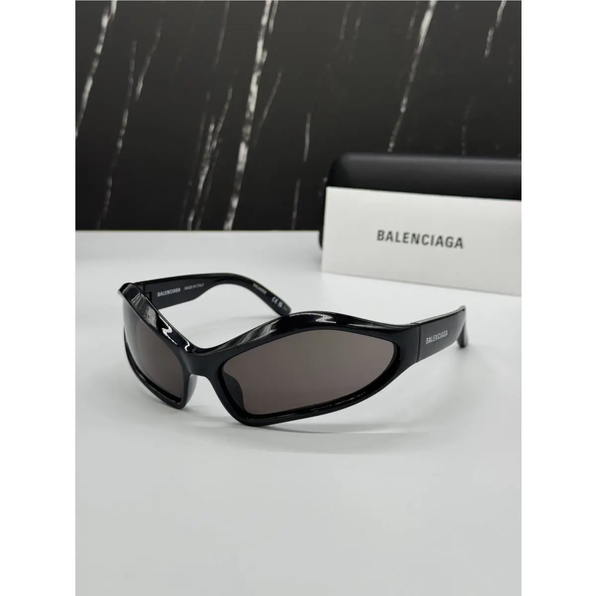 Balenciaga BB0314S 001 Black Unisex Geometric Sunglasses Balenciaga Eyewear