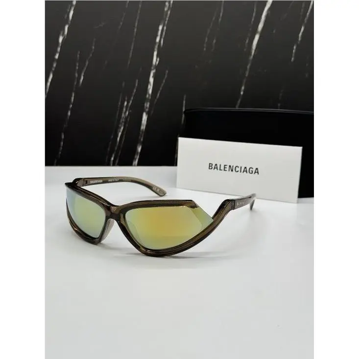 Balenciaga BB0289S 003 Brown Geometric Unisex Sunglasses Balenciaga Eyewear