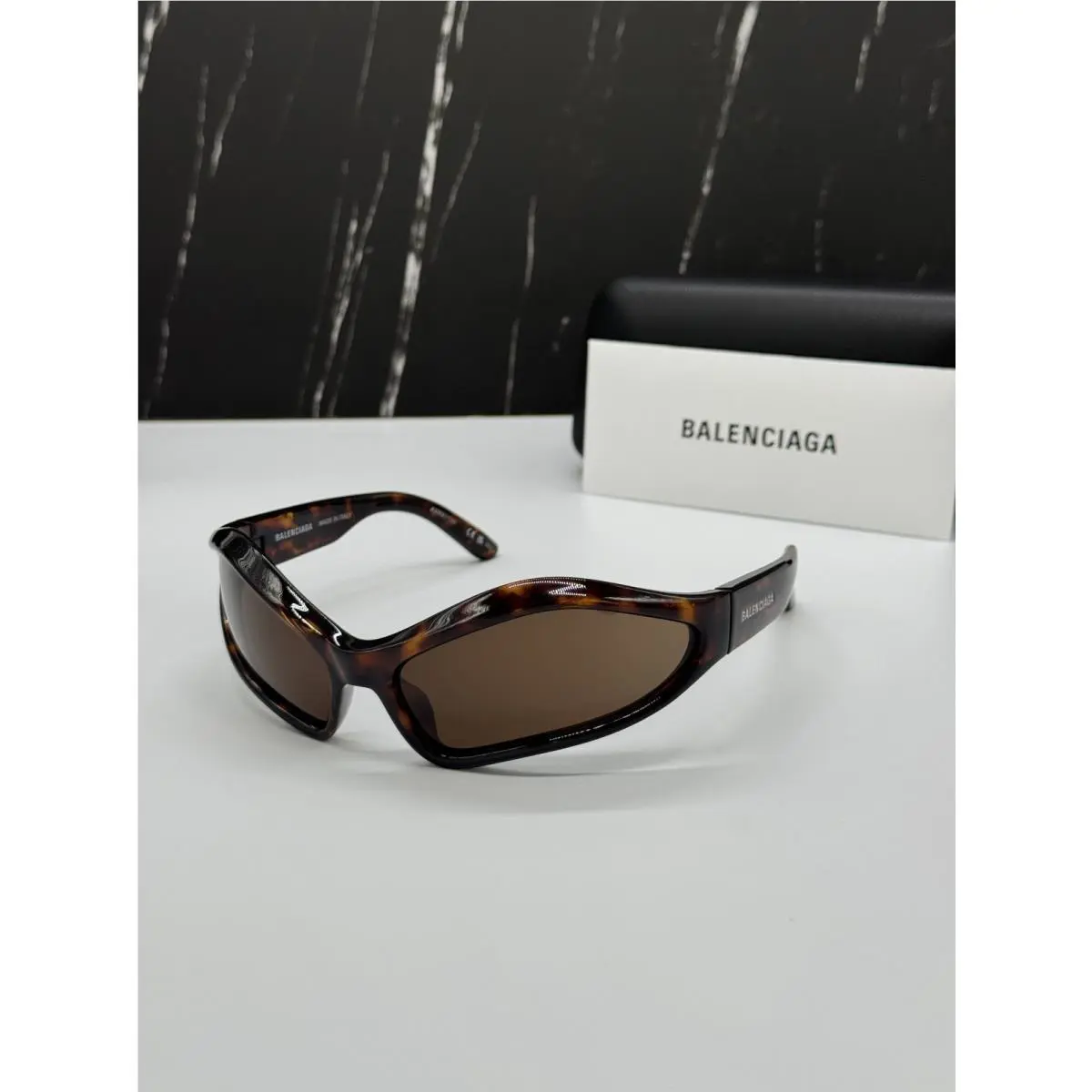 Balenciaga BB0314S 002 Havana Unisex Geometric Sunglasses Balenciaga Eyewear