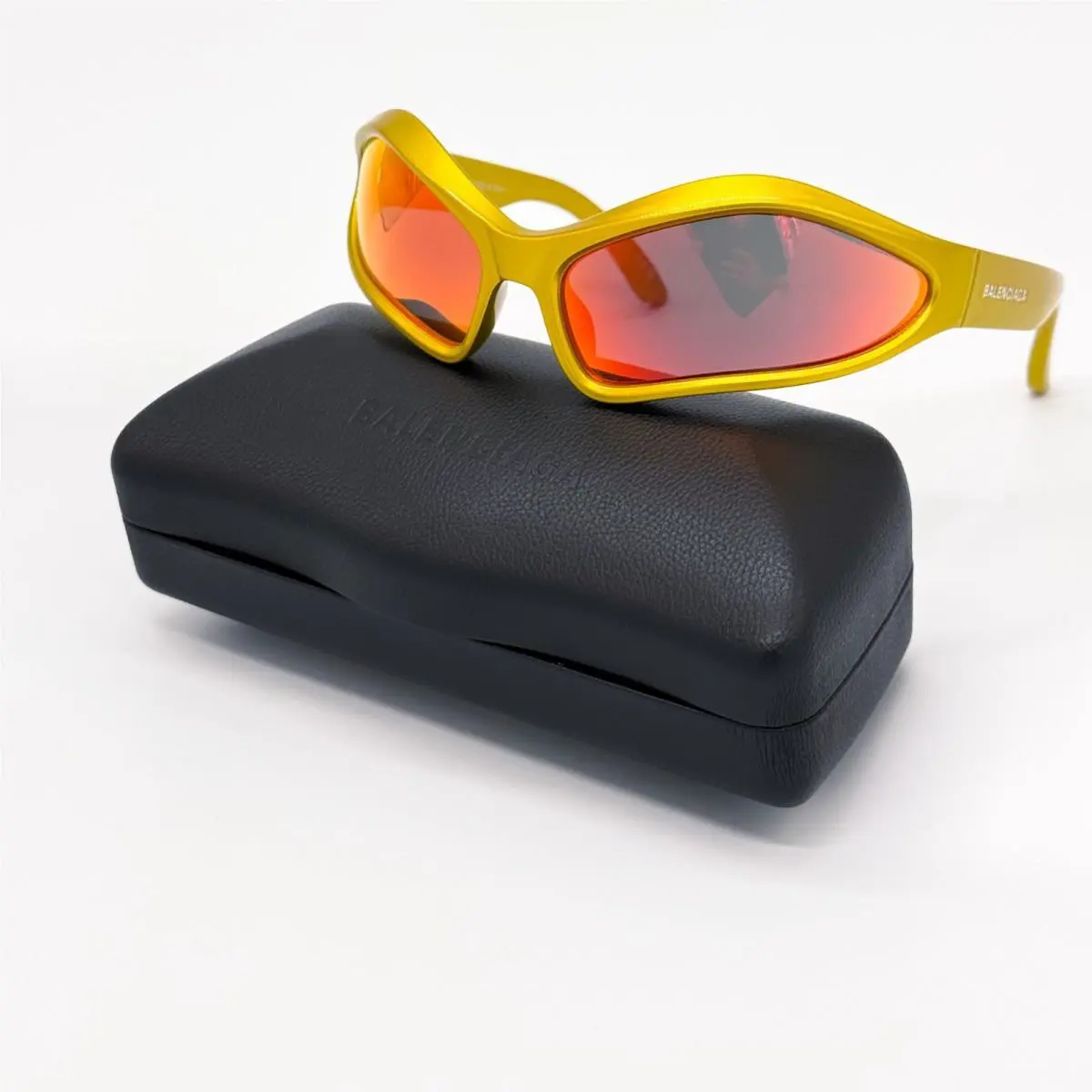 Balenciaga BB0314S 004 Sunglasses Yellow Geometric Unisex Eyewear Balenciaga
