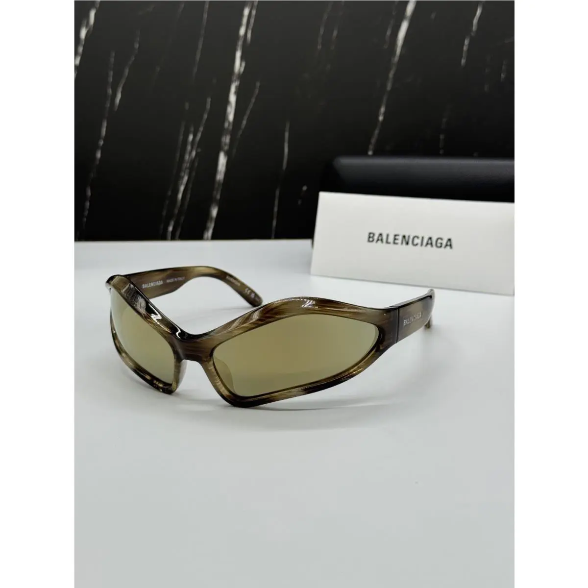 Balenciaga BB0314S 003 Havana/bronze Geometric Unisex Sunglasses Balenciaga