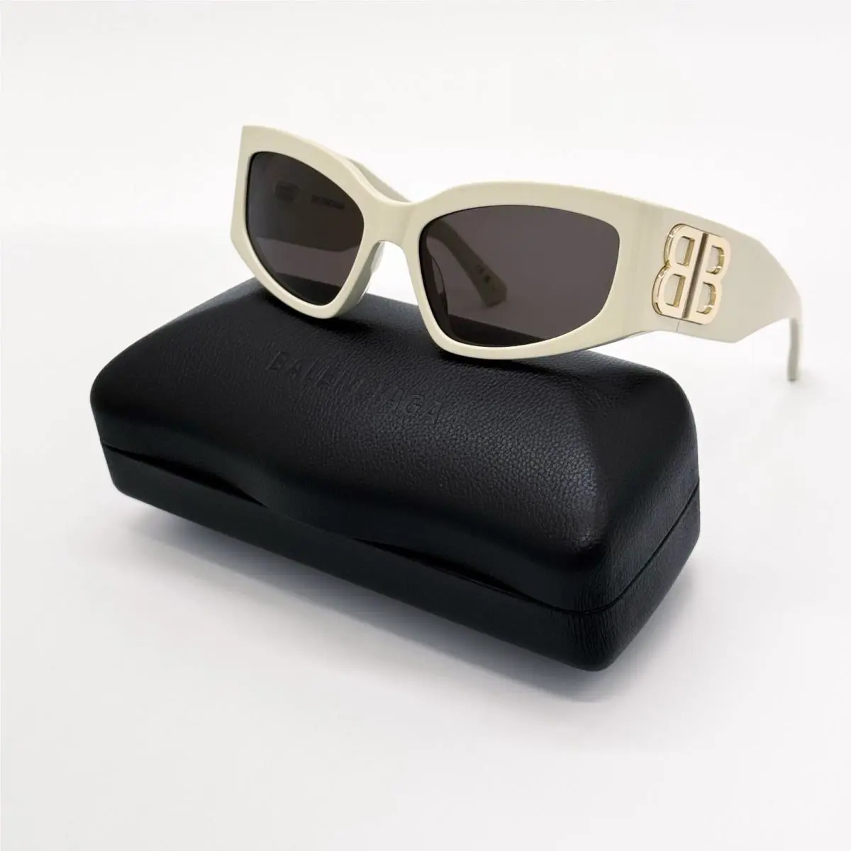 Balenciaga BB0321S 010 Sunglasses Ivory Women Cat Eye Eyewear Balenciaga