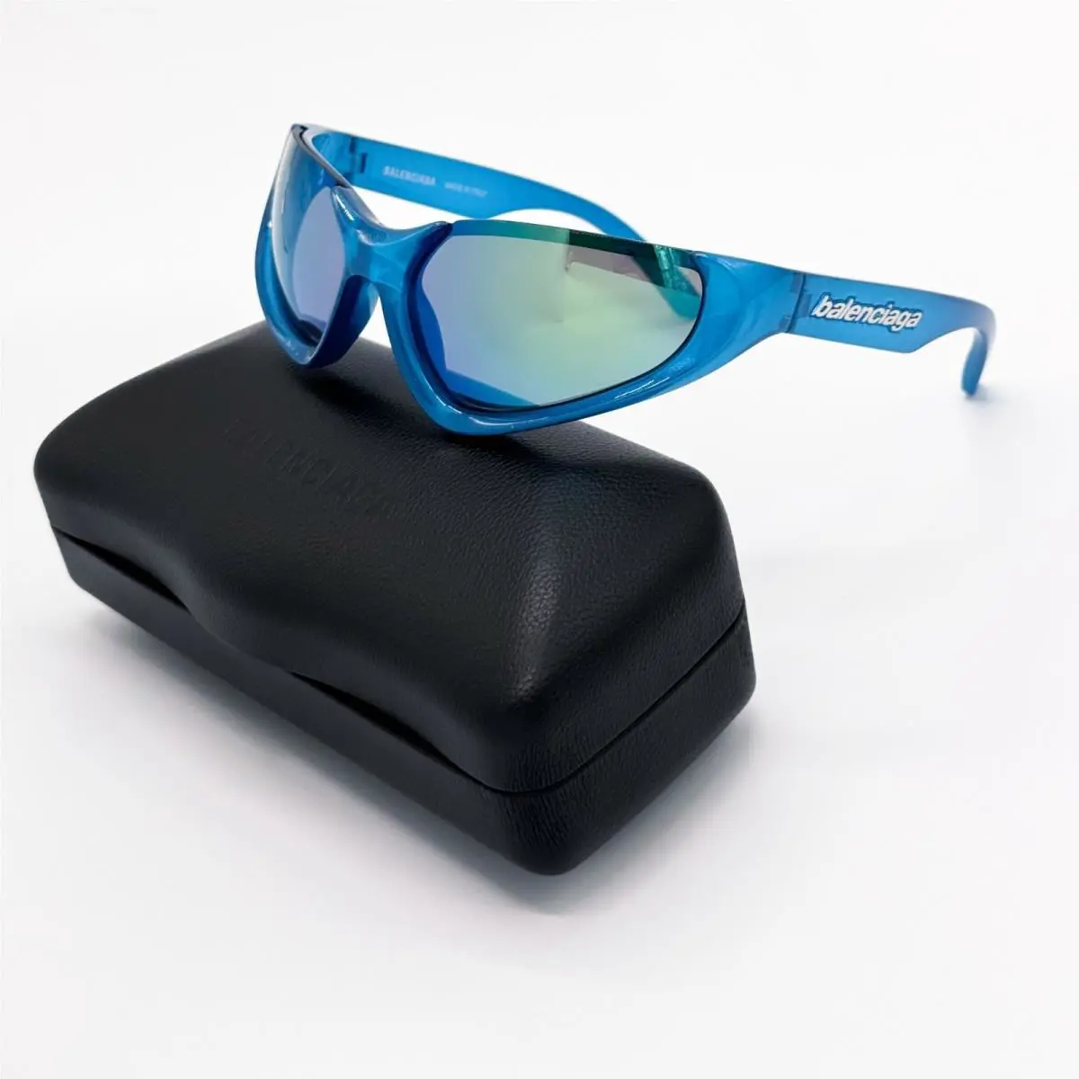 Balenciaga BB0202S 003 Sunglasses Blue Oversized Women Eyewear Balenciaga