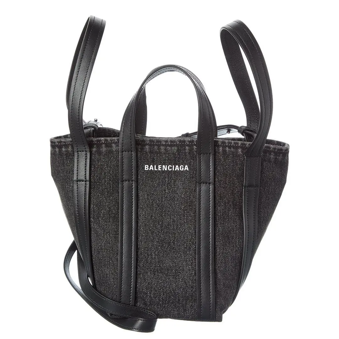 Balenciaga Ever 2.0 N/s Xs Denim Leather Tote Women`s Black