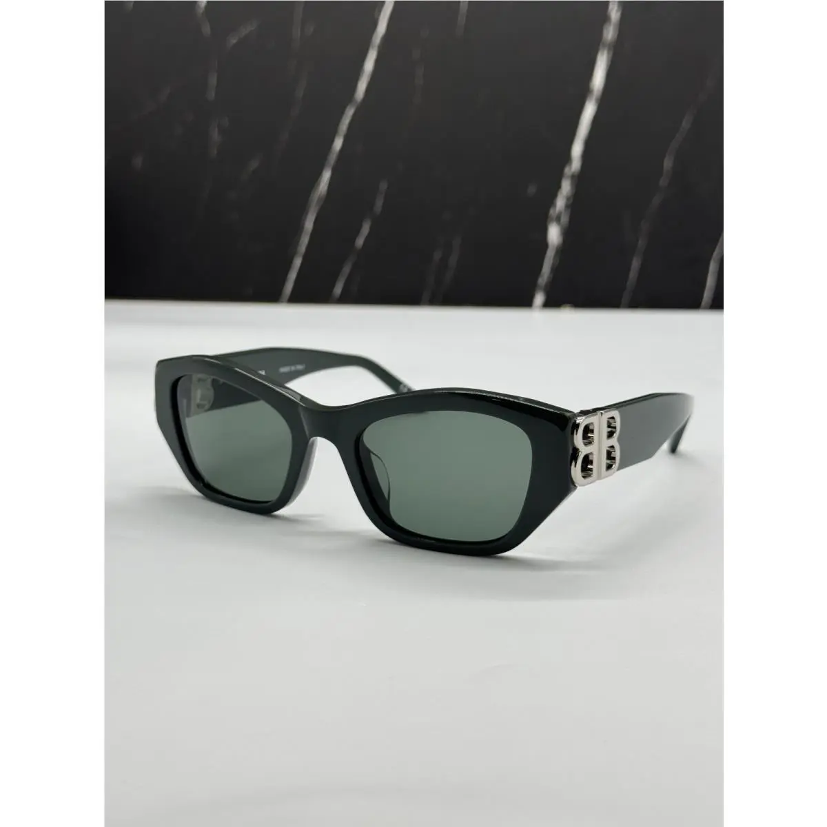 Balenciaga BB0311SK 004 Green Geometric Unisex Sunglasses Balenciaga Eyewear