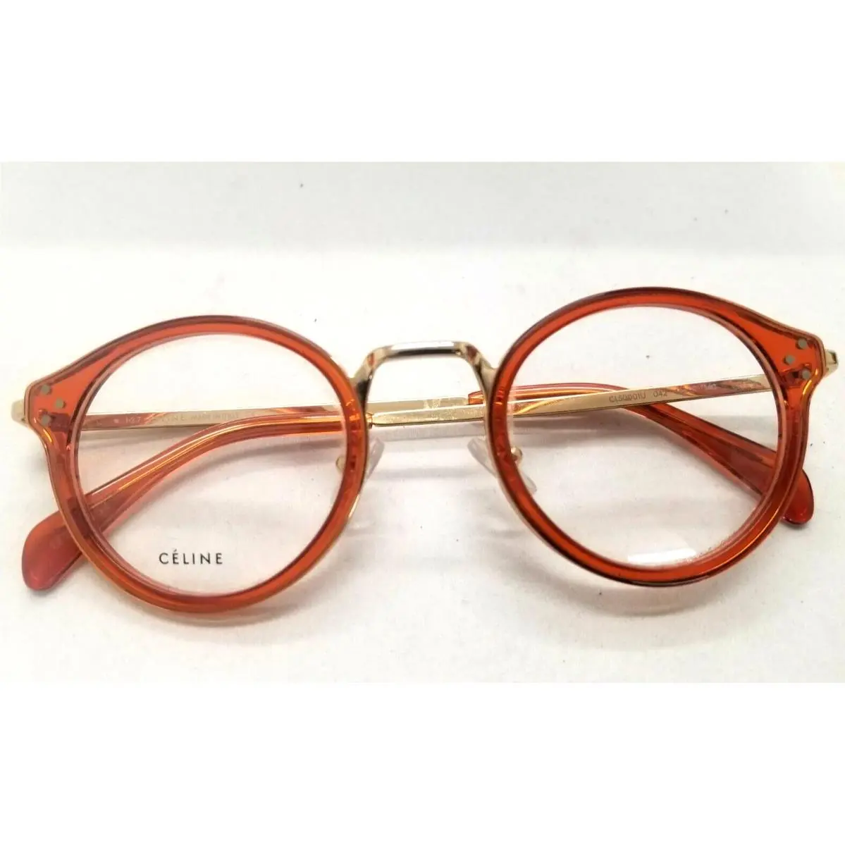 Beautiful Celine CL00051U 042 Round Orange/gold Fine Eyeglasses Frame 46-22-145