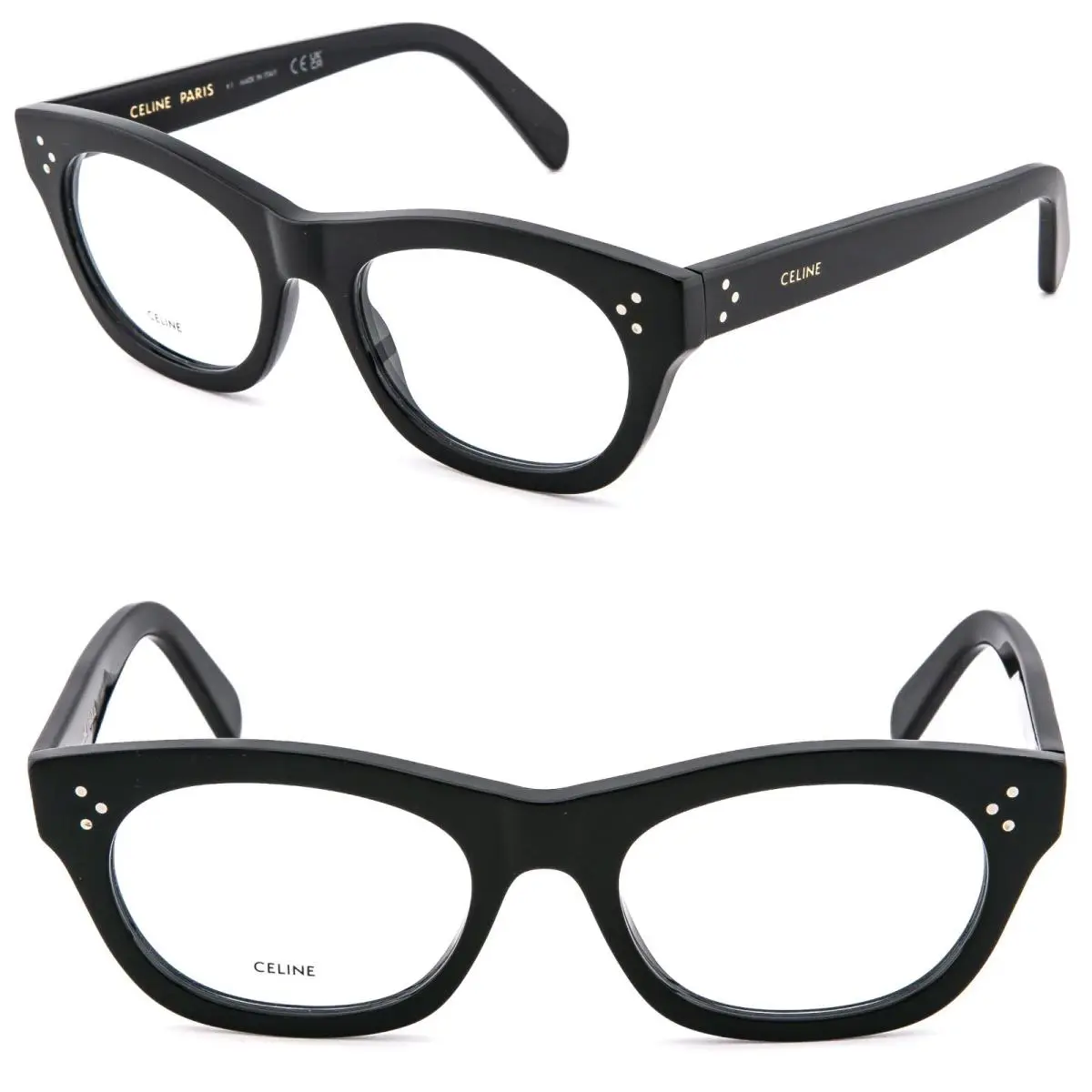 Celine 50166 Bold 3 Dots Black Optical Frame 53mm Eyeglasses CL50166I 001