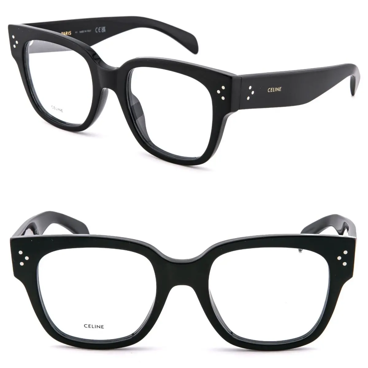 Celine 50066 Bold 3 Dots Black Bold Optical Frame 53 mm Eyeglass CL50066I 001
