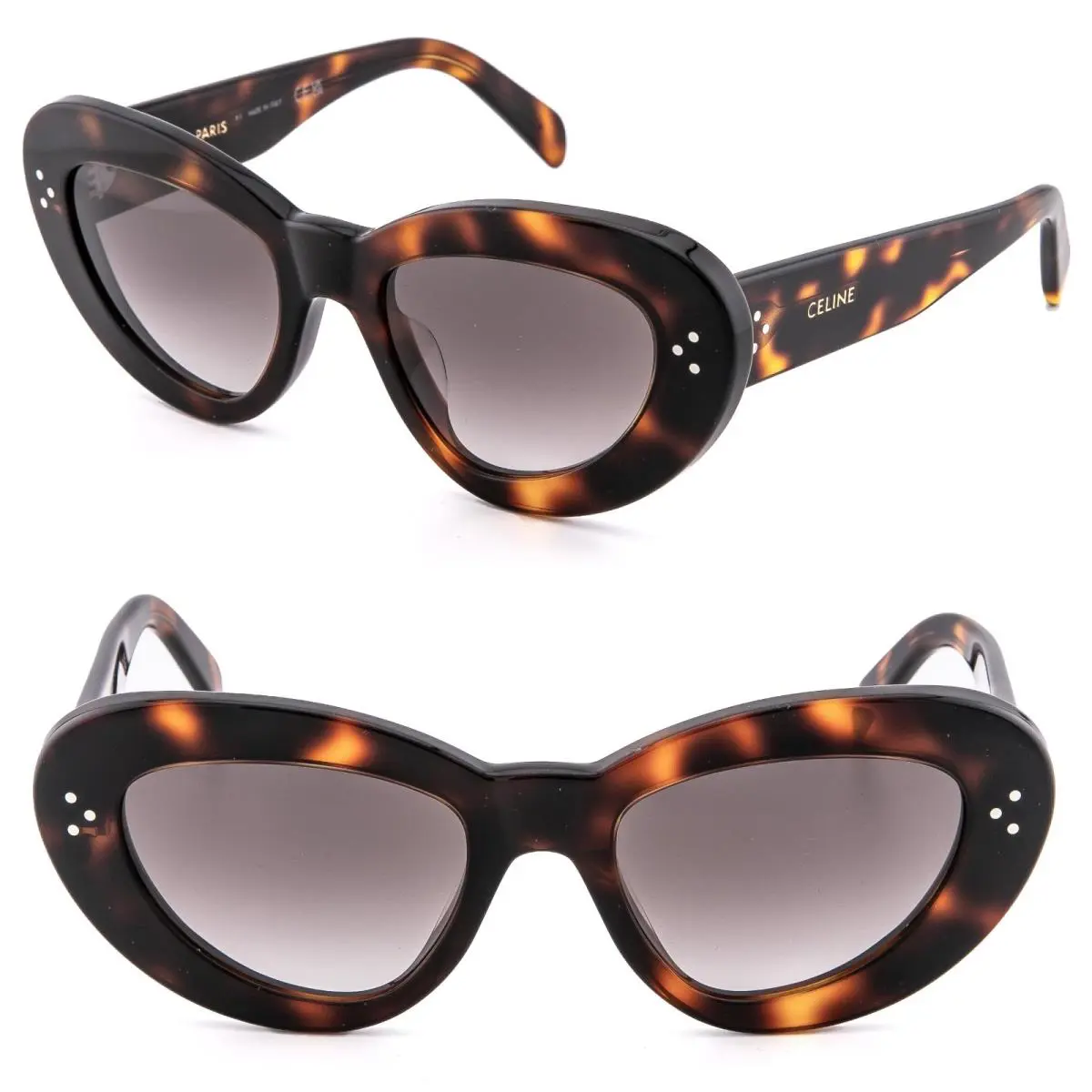 Celine 40320 CL40320U Bold 3 Dots Brown Havana Cat Eye Sunglass 52F