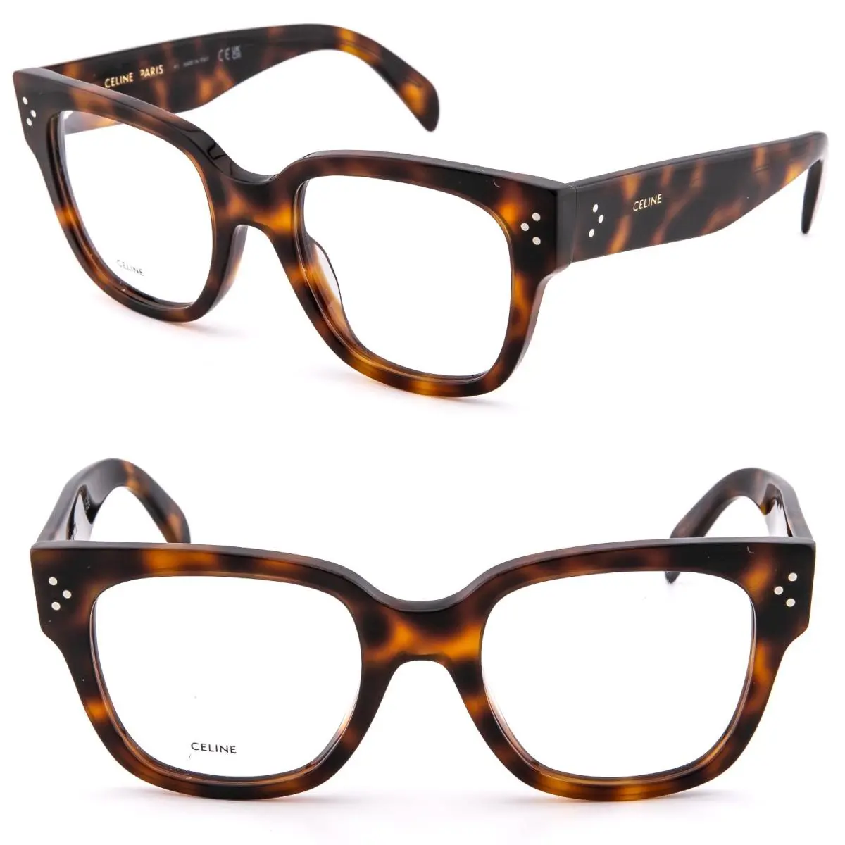 Celine 50066 Bold 3 Dots Brown Havana Optical Frame 53 mm Eyeglass CL50066I 053