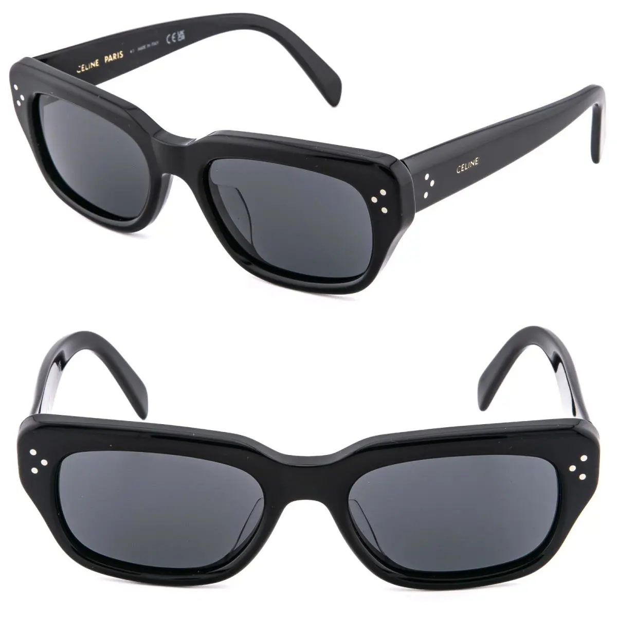 Celine 40267 CL40267U Bold 3 Dots Black Angular Sunglasses 01A Unisex