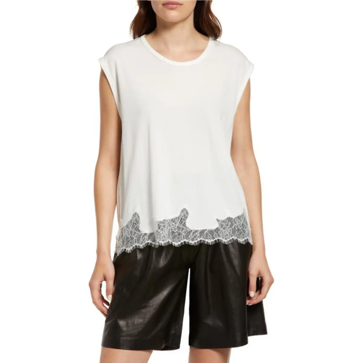 Rag Bone Lace Trim Muscle Tank in White Size Medium