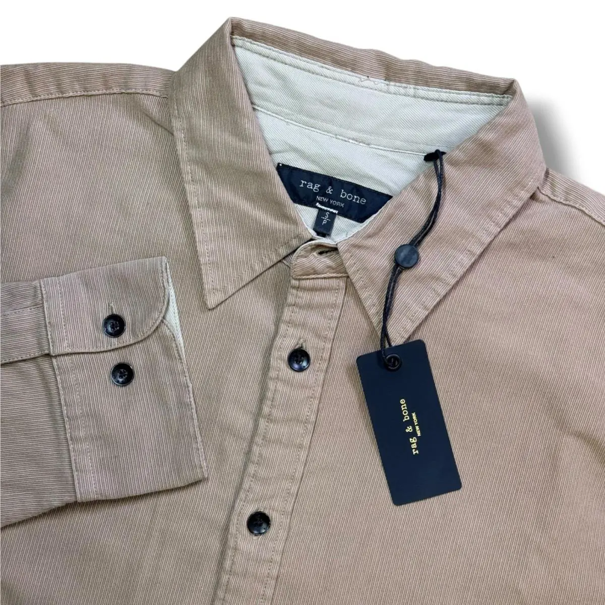 Rag Bone Mens Finch Cotton Corduroy Button Down Shirt Small Desert