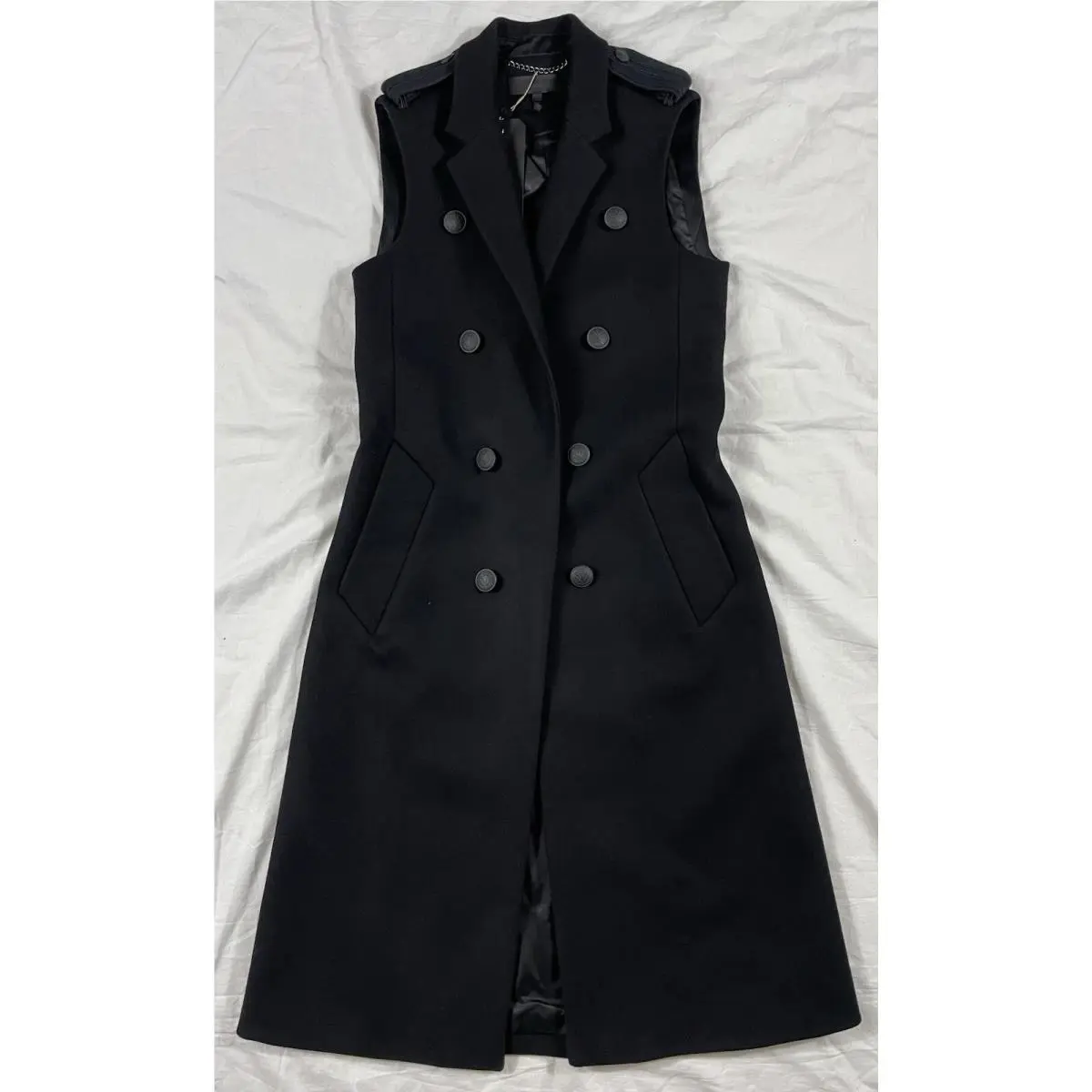 Rag Bone Ashton Tailored Vest Black Wool Double Breasted Military Pockets