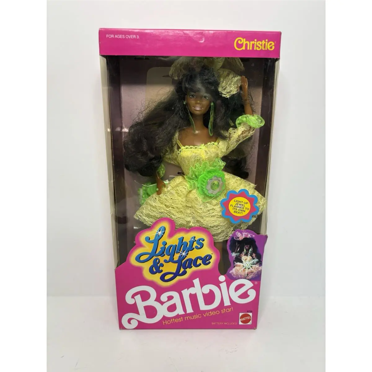 Vintage 1990 Lights Lace Christie Doll 9728 Barbie Black Friend