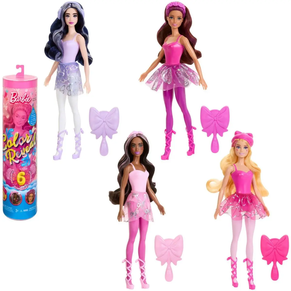 Barbie Color Reveal Ballerina Doll with 6 Surprises Makeup Color Change Fun