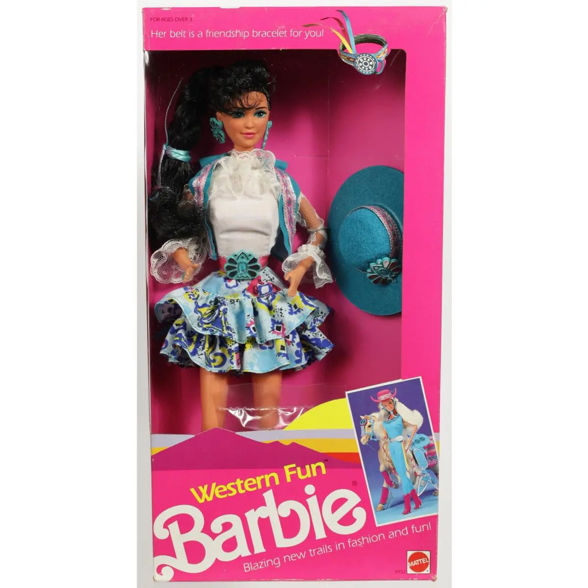 Western Fun Barbie Nia Doll in Barbie Box - 9932 Nrfb 1989 Mattel`s Error