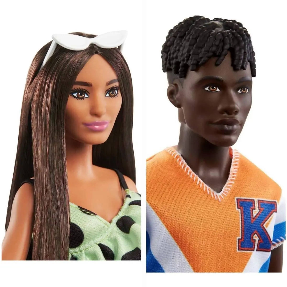 Barbie and Ken 2-Pack 200 203 Petite Polka Dot Romper Twisted Black Hair Bundle