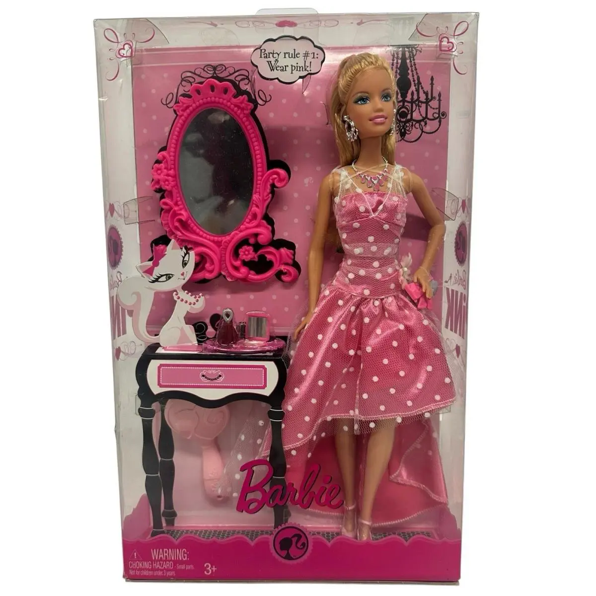 Mattel Barbie Color Your World Pink with Pink Polka Dot Dress Mirror Misb 2008