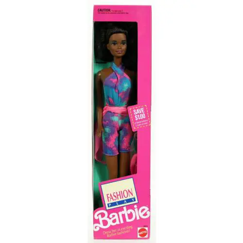 Fashion Play Black Barbie Doll - 3842 Never Removed From Box 1991 Mattel Inc