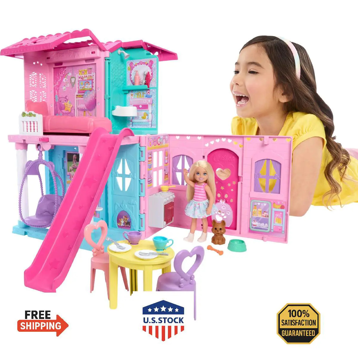 Barbie Chelsea Dollhouse w/ 15+ Accessories - Pop-up Playset Expands